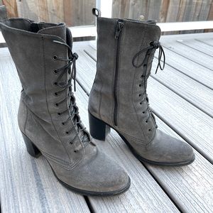 La Canadienne "Paula" gray waterproof suede boots, size 8-1/2